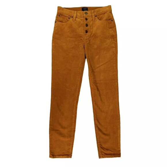 J Crew 9" High Rise Skinny Reimagined Golden Corduroy 26 Mustard Button Fly - Picture 1 of 11